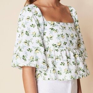 Faithful the Brand Quincy Bendita Floral Smocked Puff Sleeve Blouse